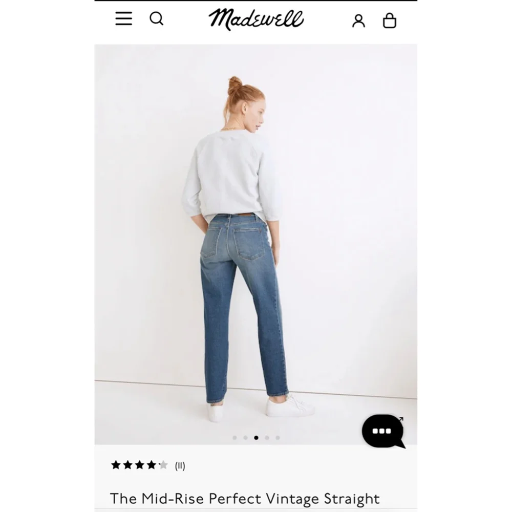 Women's Madewell Mid-Rise Perfect Vintage Straight Jeans Black‎ Size 27 0008 B1